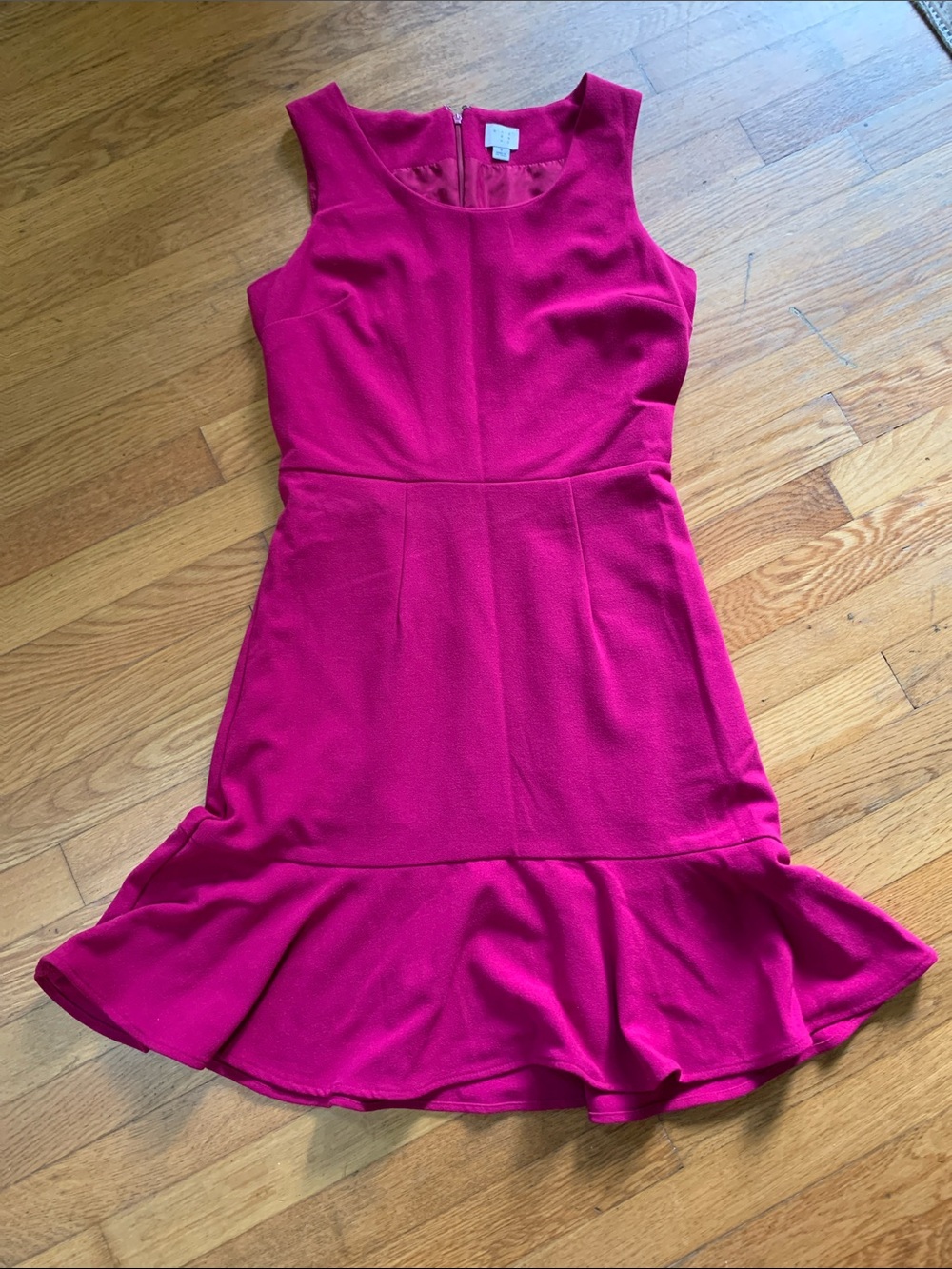 a new day Sleeveless Hot Pink Ruffle-Hem Mini Dress